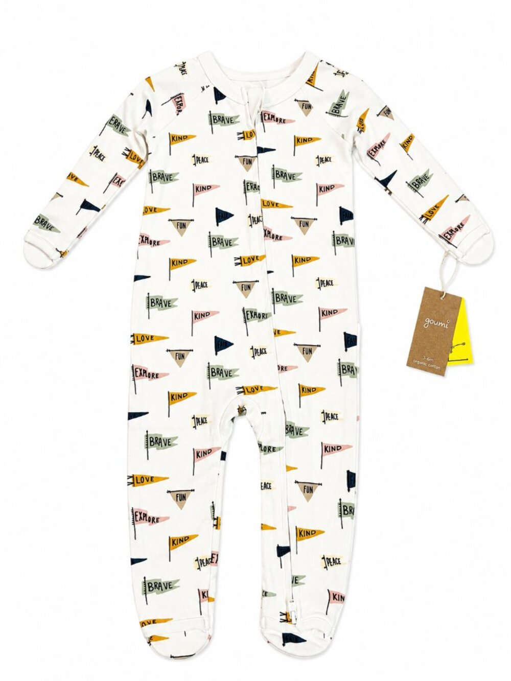 NWT Goumi Baby Footed Sleeper Organic Cotton Zip Pajamas Size 3-6 Months
